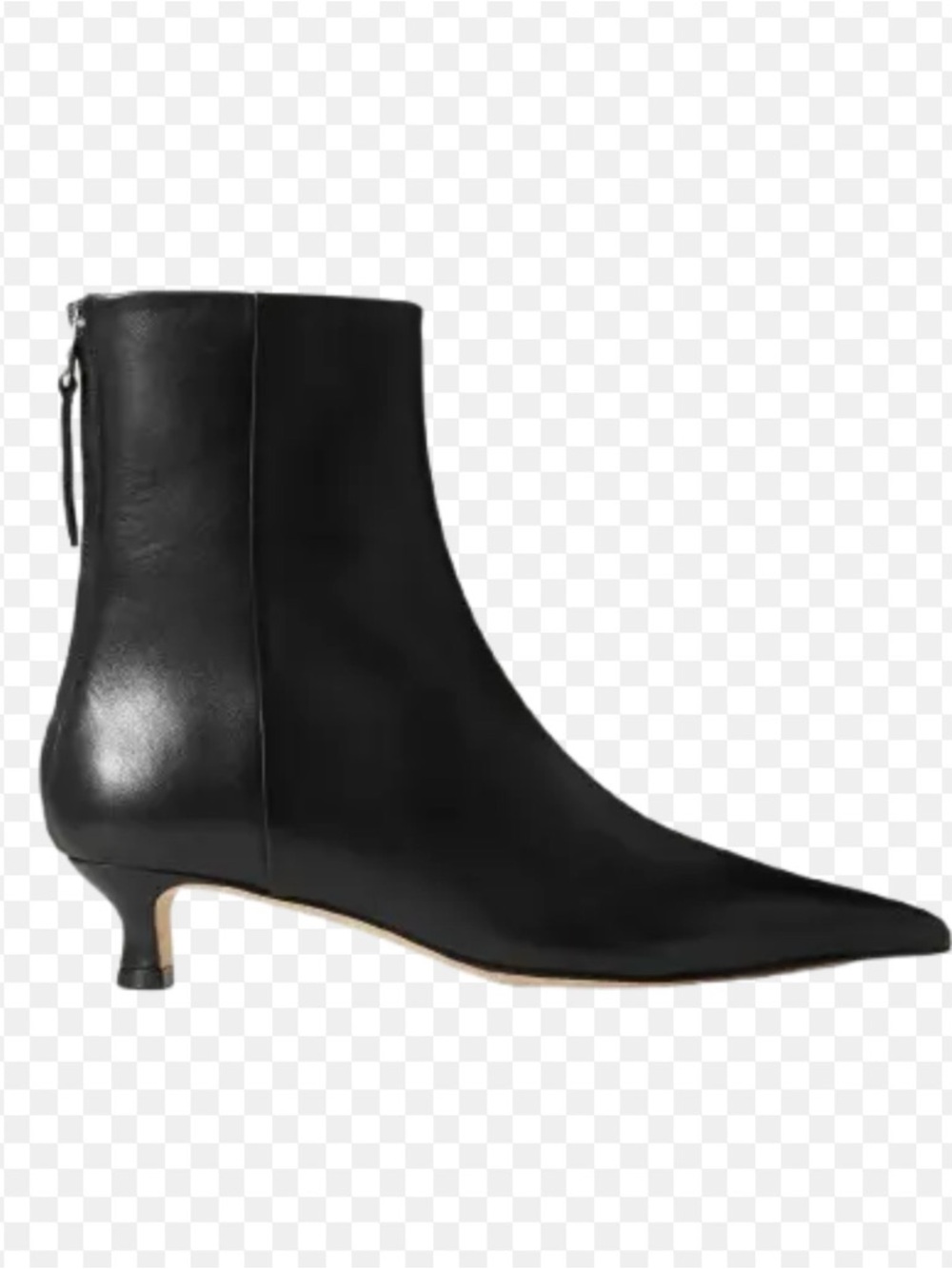 Aeyde Black Leather Pointed Kitten Heel Ankle Boots
